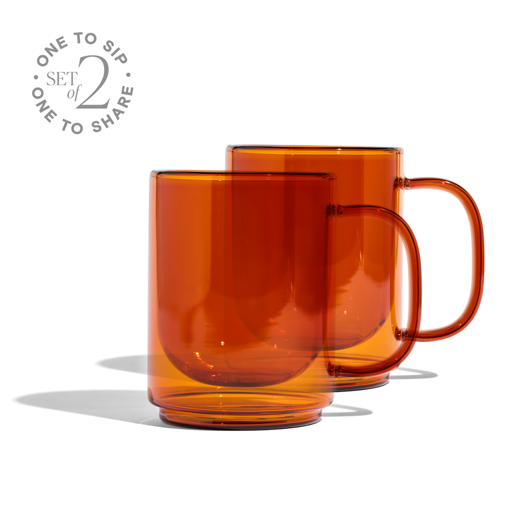 Cove 12oz Glass Mug - Set of 2 - Amber