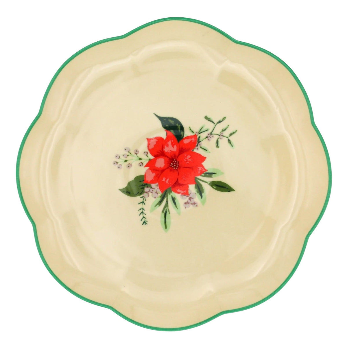 Fabled Flora Scalloped Ceramic Dinner Plates – Case of 12 (+3 Bonus Plates)