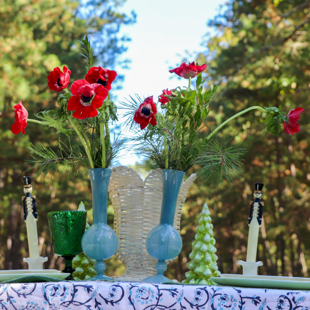 Frosted Blue Haze Glass Vases – Pair