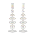 Rainbow Prism Glass Candle Holders – Pair