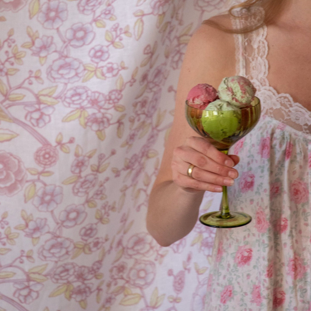 Sage Ribbed Coupe Glasses – Set of 4